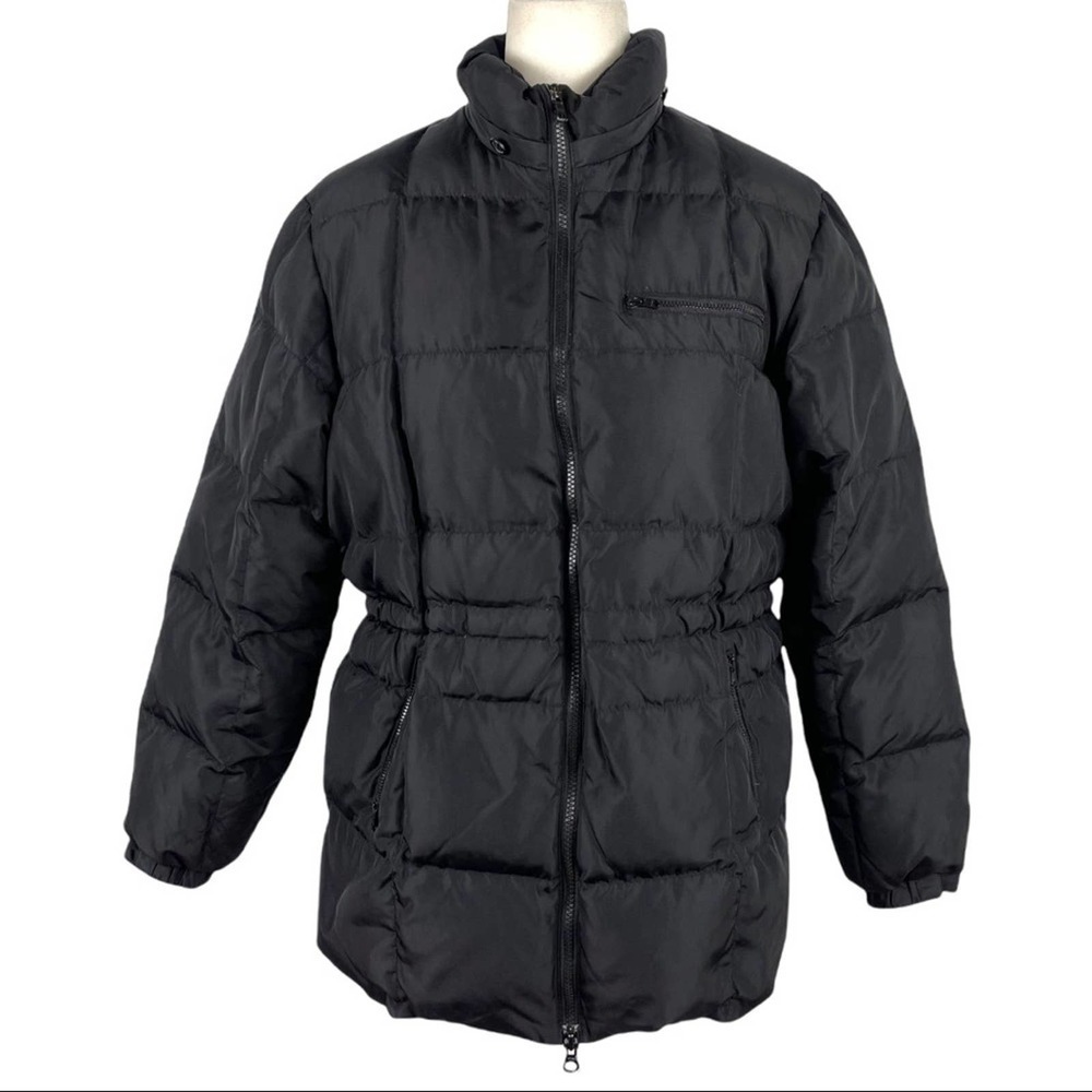 Alfani Black Quilted Feather Down Full Zip Puffer Coat Jacket Medium
